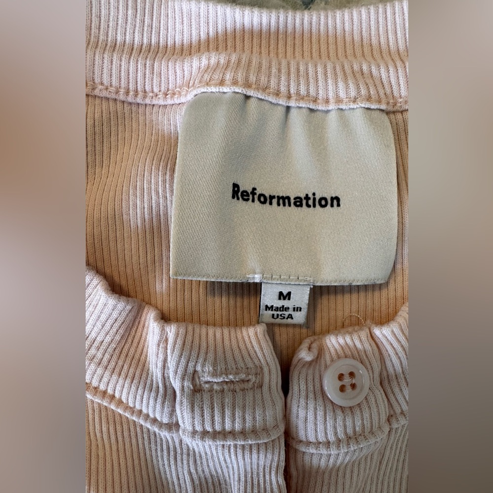 Reformation Raelynn Button Front Organic Cotton Knit Top in Sorbet (Size Small) - Picture 11 of 15